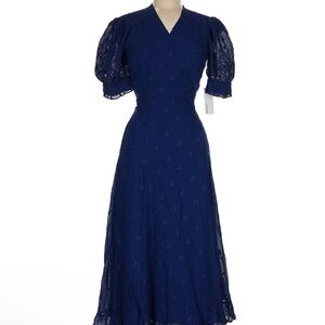 Reformation Elegant Navy Blue Lace Dress